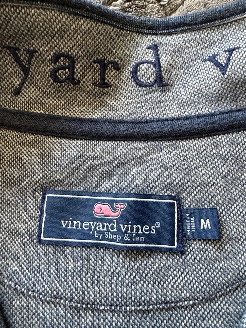 Vineyard Vines Navy & White Striped Half-Zip Pullover Mens Size Medium - Picture 3 of 5